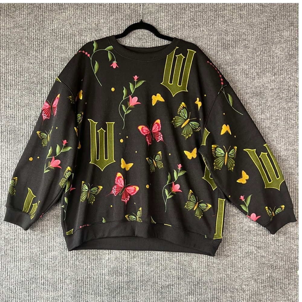 Wicked Universal Studios Butterfly Graphic Sweatshirt‎ Goth Fairycore Black XXL